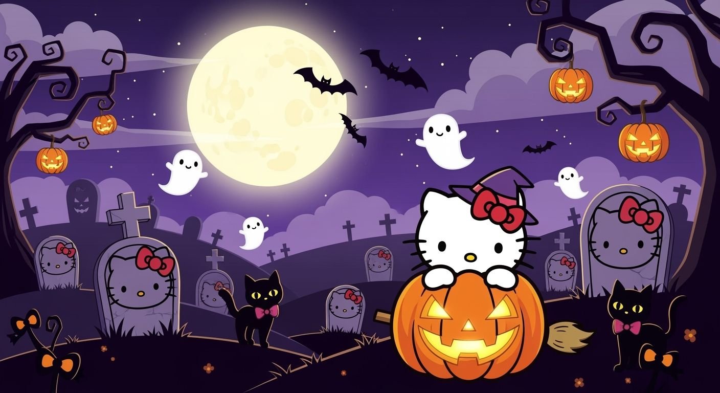 Hello kitty halloween background image