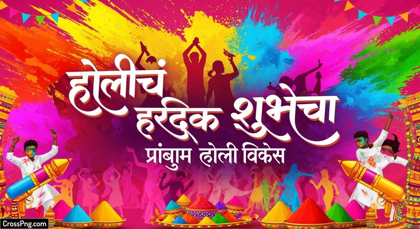 Holi banner background marathi image