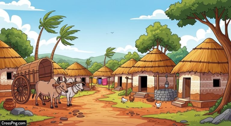 Indian village cartoon background image 2