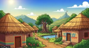 Indian village cartoon background image 3
