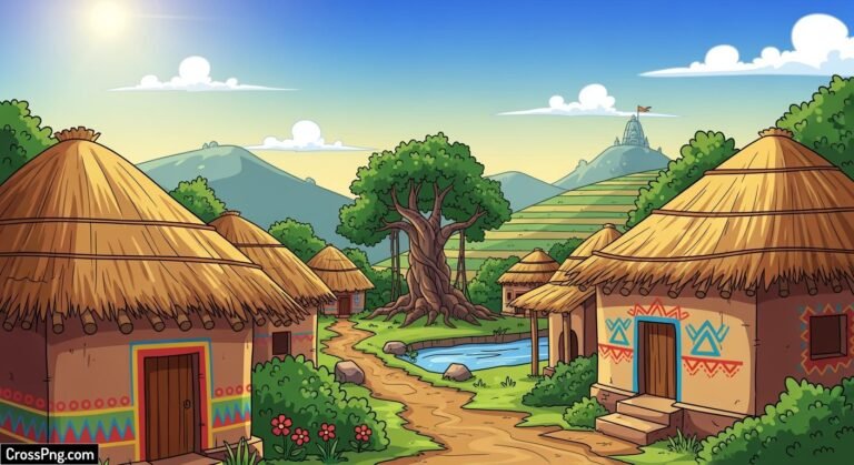 Indian village cartoon background image 3