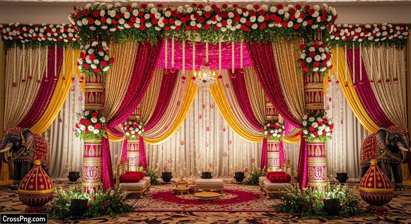 Indian wedding background decorations image 3