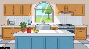 Kitchen background cartoon image 2