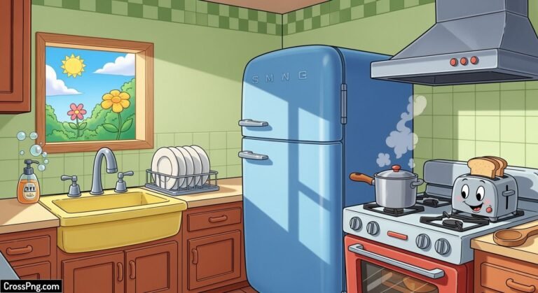 Kitchen background cartoon image