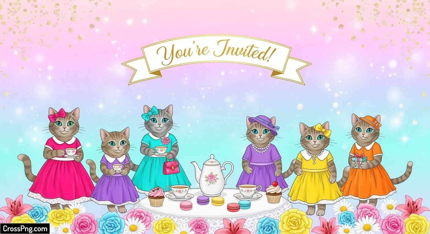 Kitty party invitation background image 3