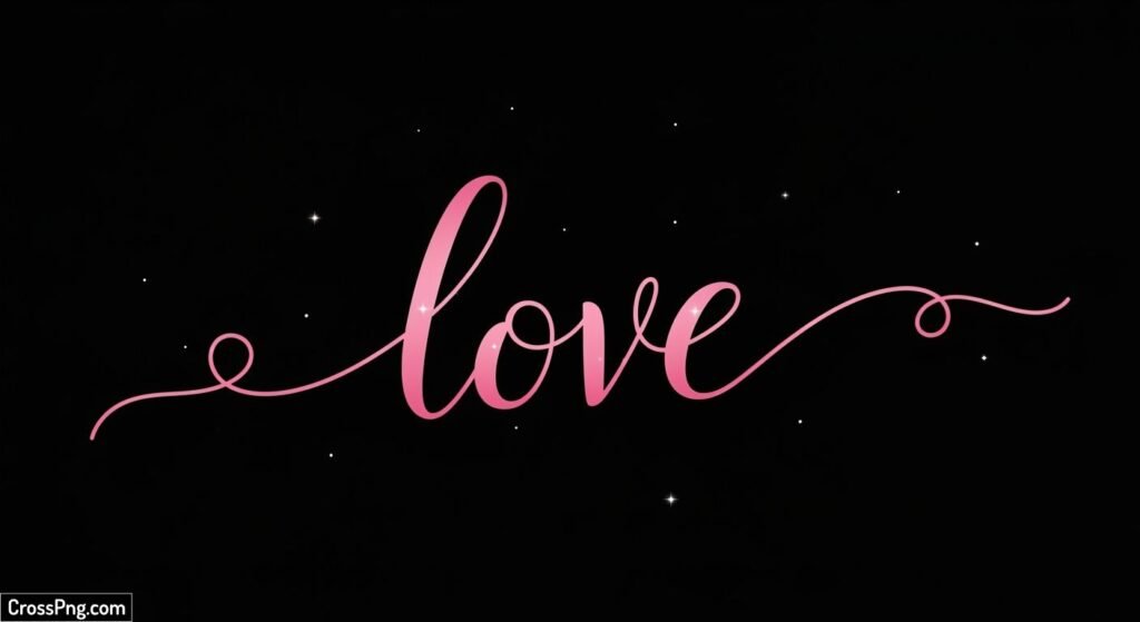 Love text png black background image