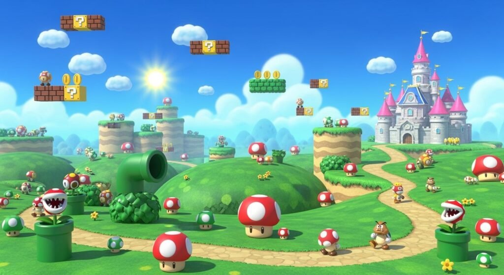 Mushroom kingdom wii u background image