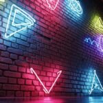 Neon brick wall background image
