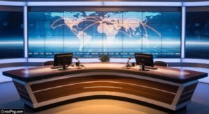 News studio background with table image 2