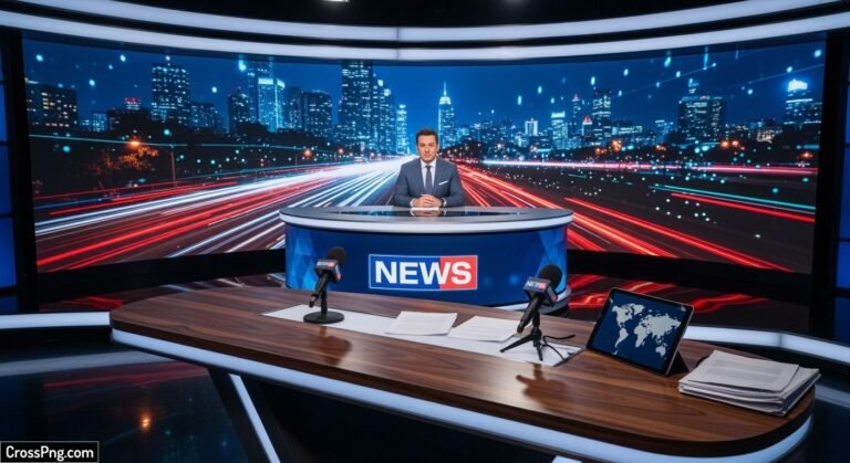 News studio background with table image 3