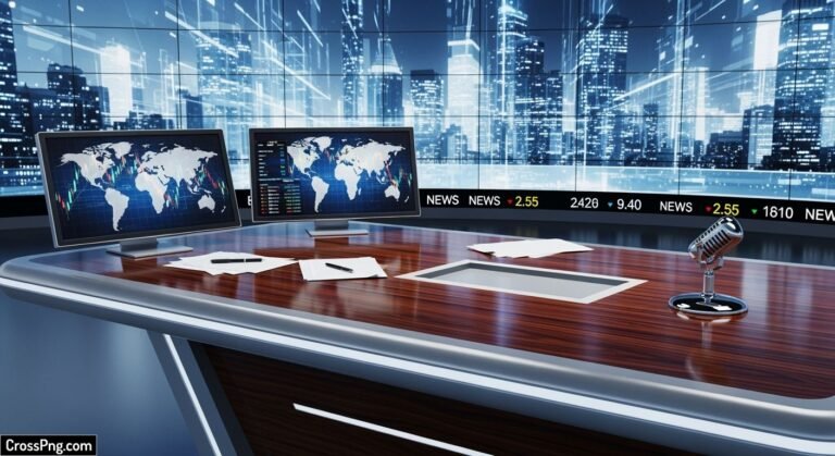 News studio background with table image