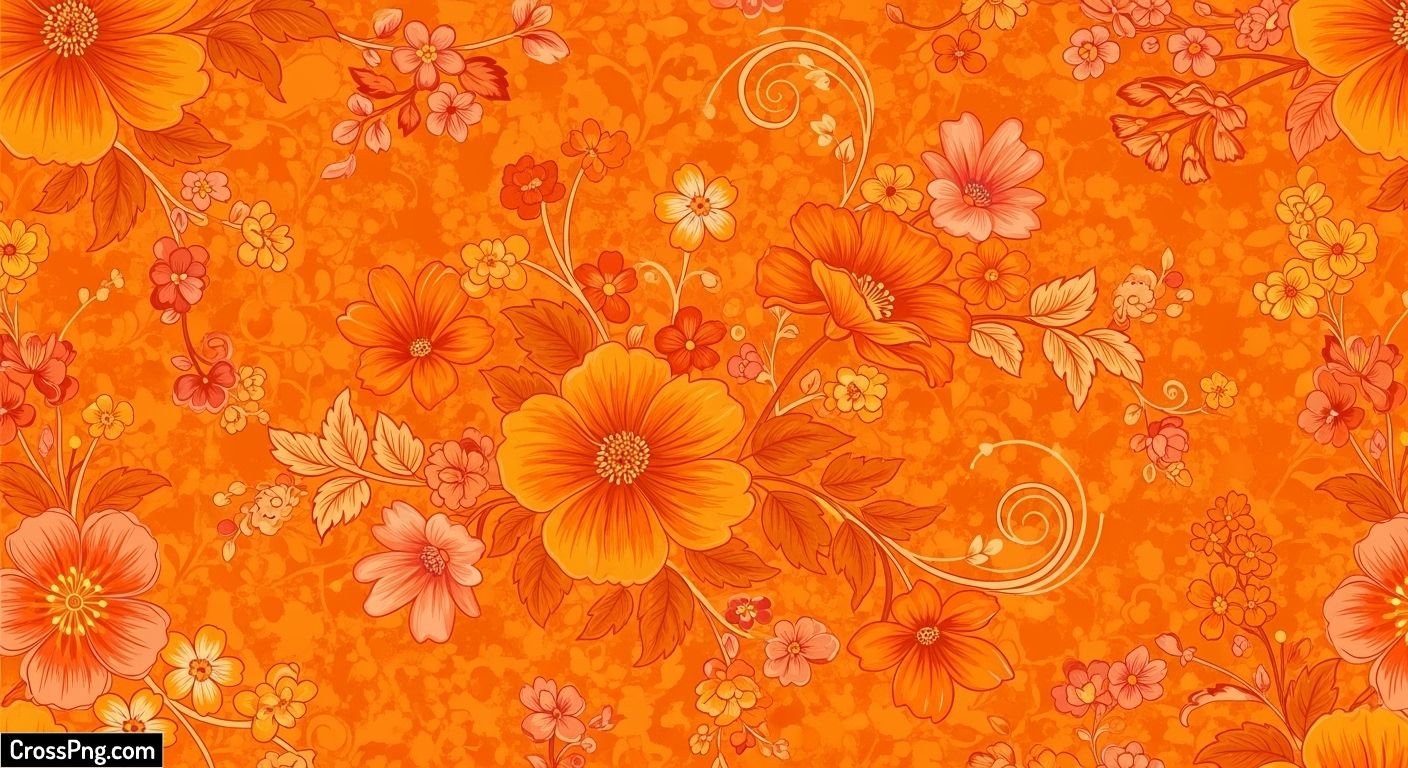 Orange floral background image 3