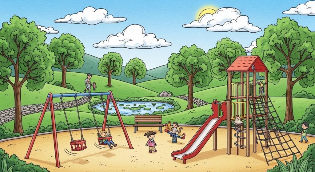 Park drawing background playground image 2