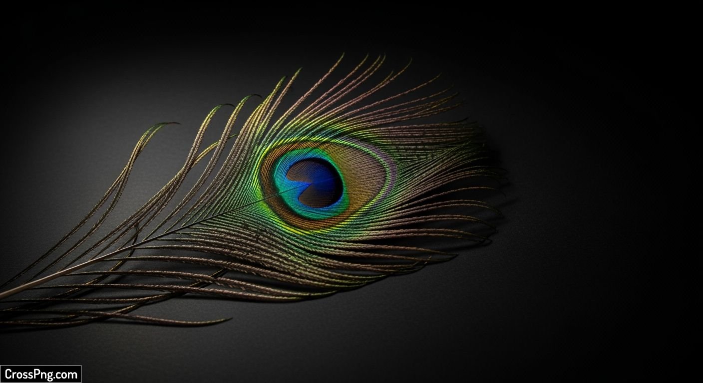 Peacock feather on black background image
