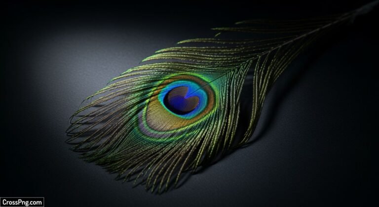 Peacock feather on black background image 2