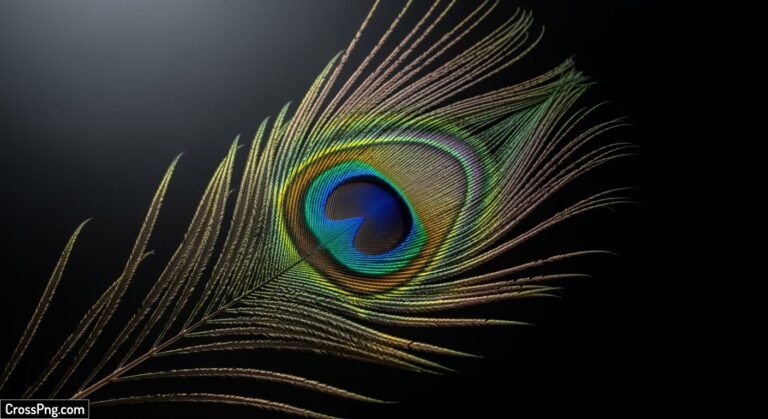 Peacock feather on black background image 3