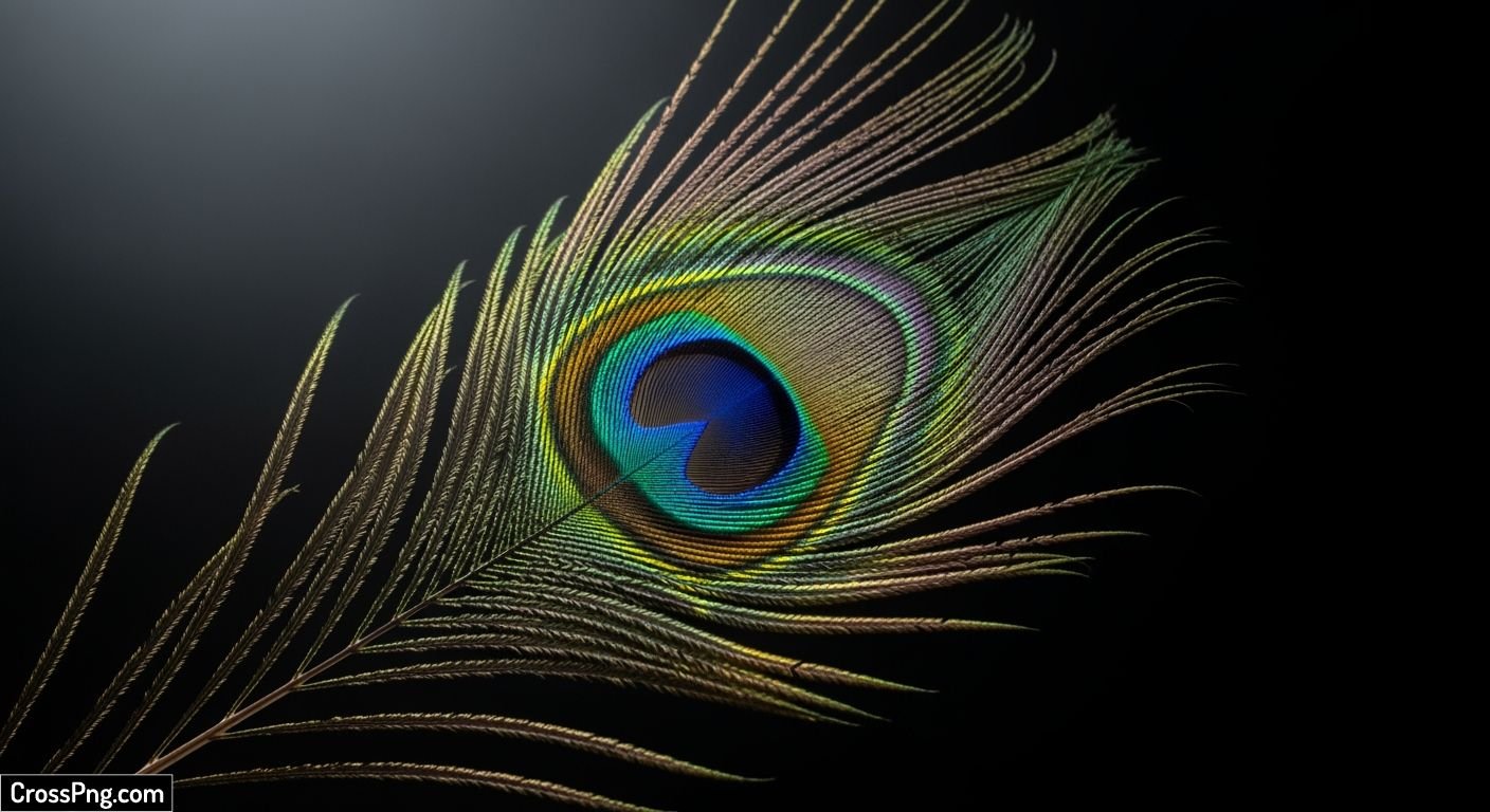 Peacock feather on black background image 3