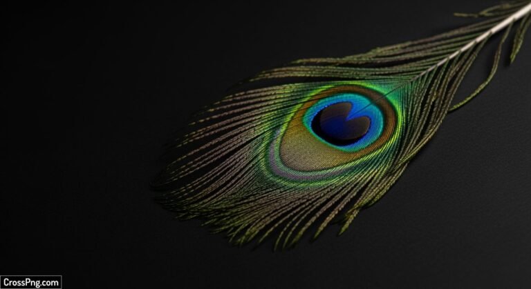 Peacock feather on black background image