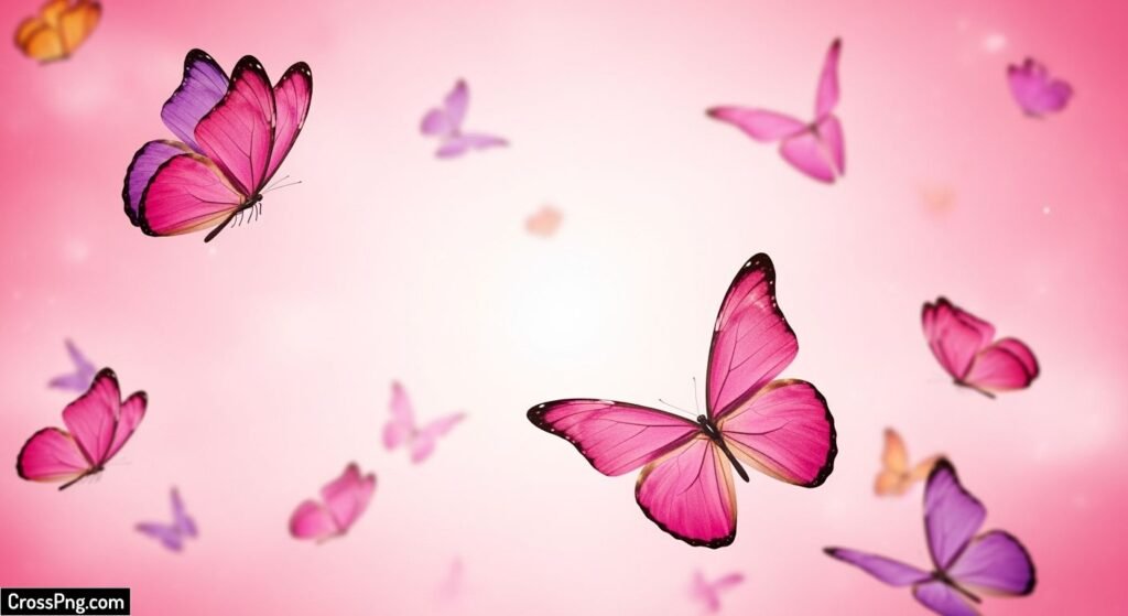 Pink background with butterflies image