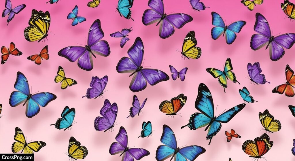 Pink background with butterflies image