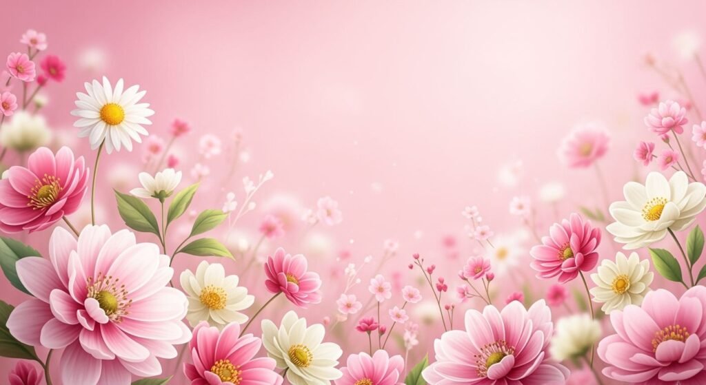 Pink background with flowers image 3