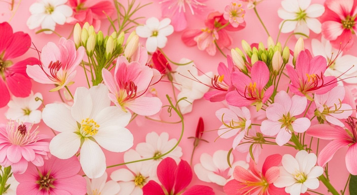 Pink background with flowers image 4
