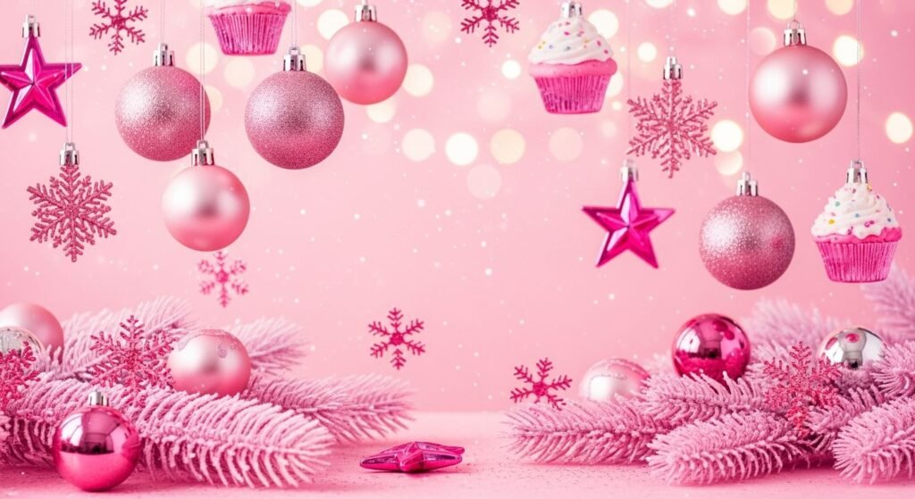 Pink christmas background image 4
