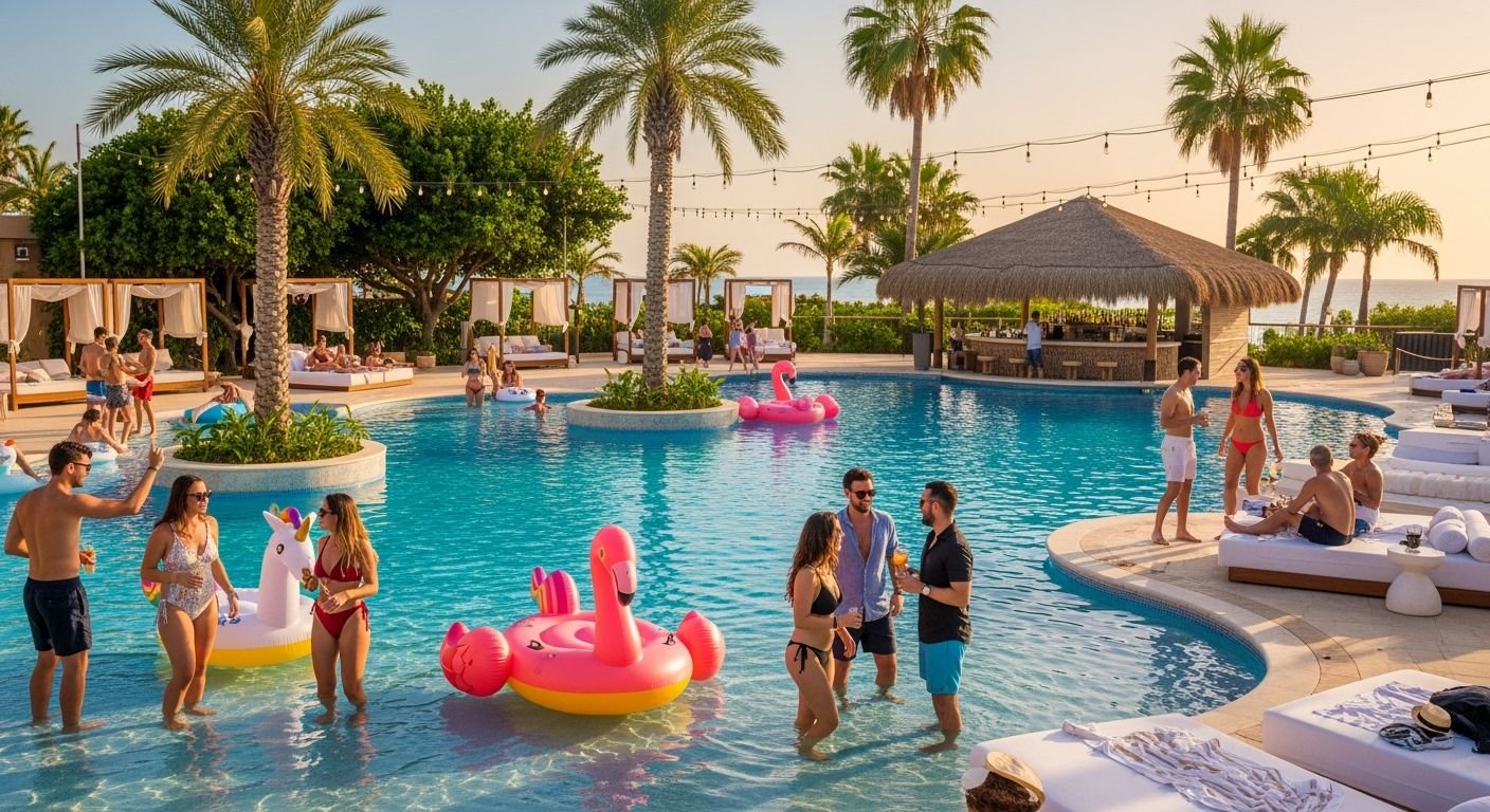 Pool party background image