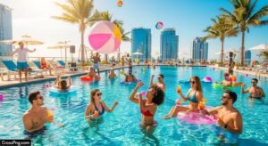 Pool party background image