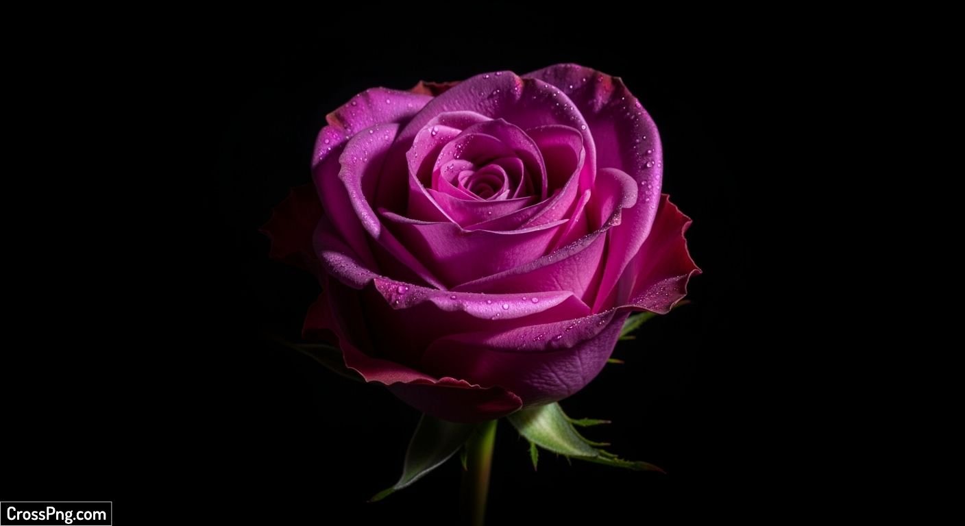 Purple rose on black background image
