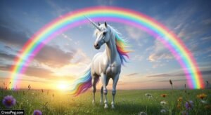 Rainbow background unicorn image 3