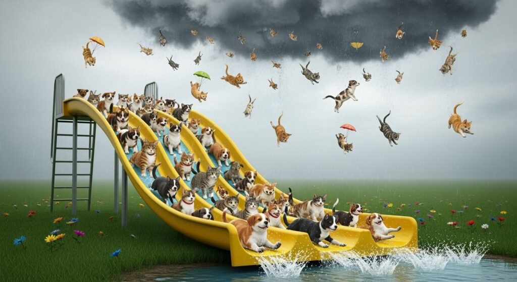 Raining cats and dogs slide image