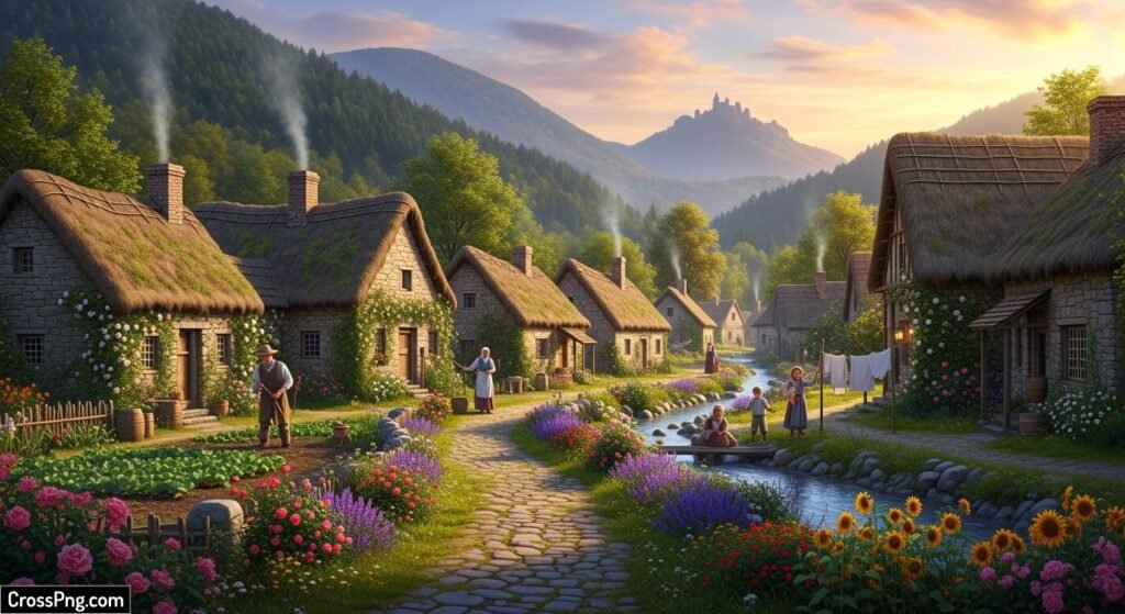 Real village background image