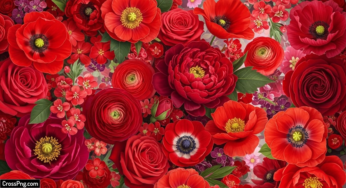 Red floral background image