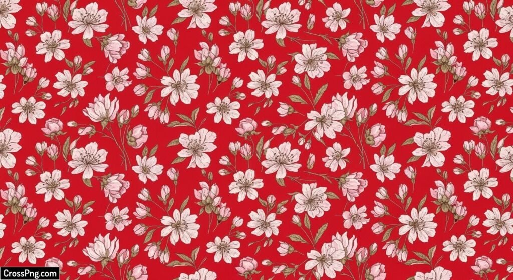 Red floral background image 2