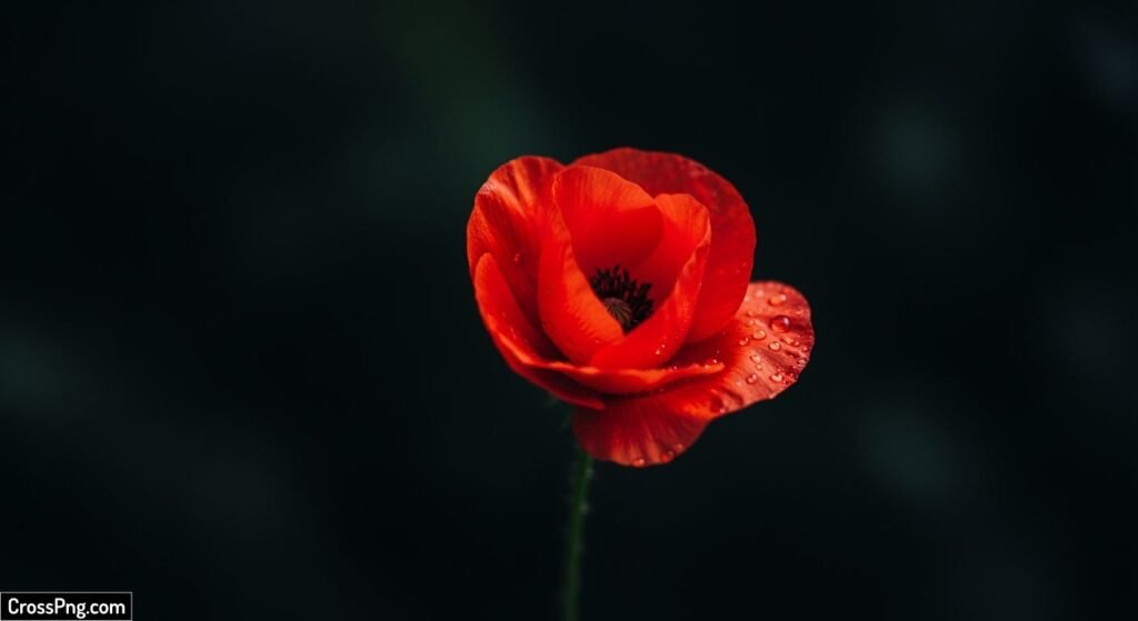 Red flower black background image