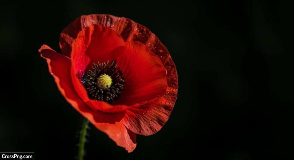 Red flower black background image