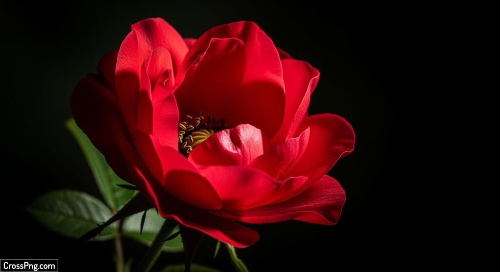 Red flower black background image 3