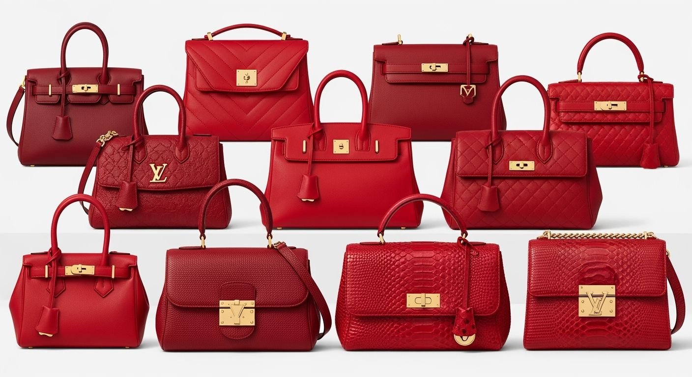 Red luxuru handbags white image 2