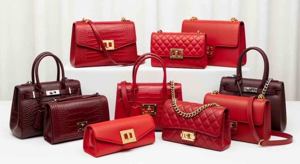 Red luxuru handbags white image 3