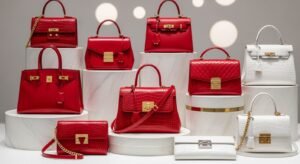 Red luxuru handbags white image