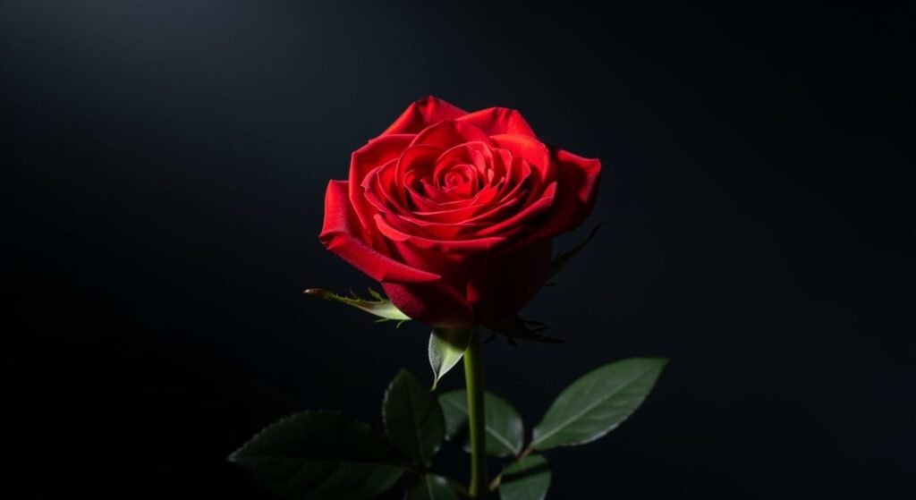 Red rose and black background image