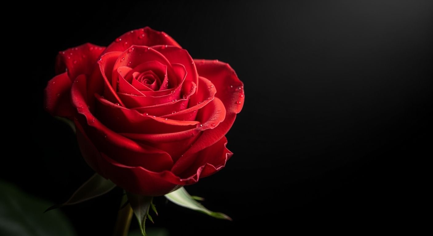 Red rose and black background image 2