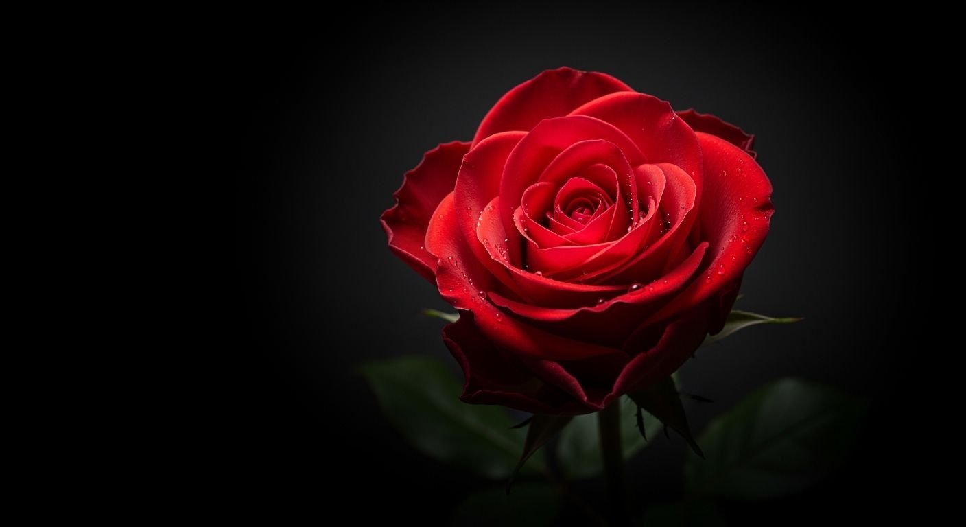Red rose and black background image 3