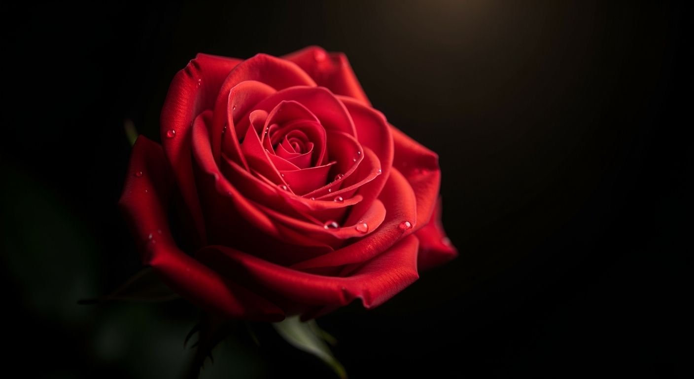 Red rose and black background image 4