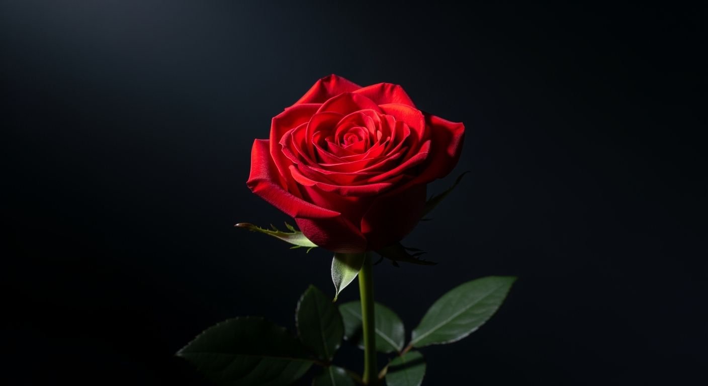 Red rose and black background image