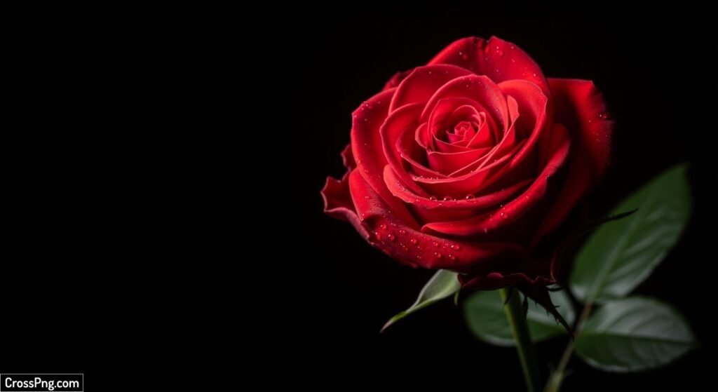 Red rose black background image