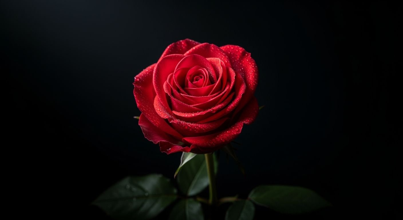 Red rose black background image
