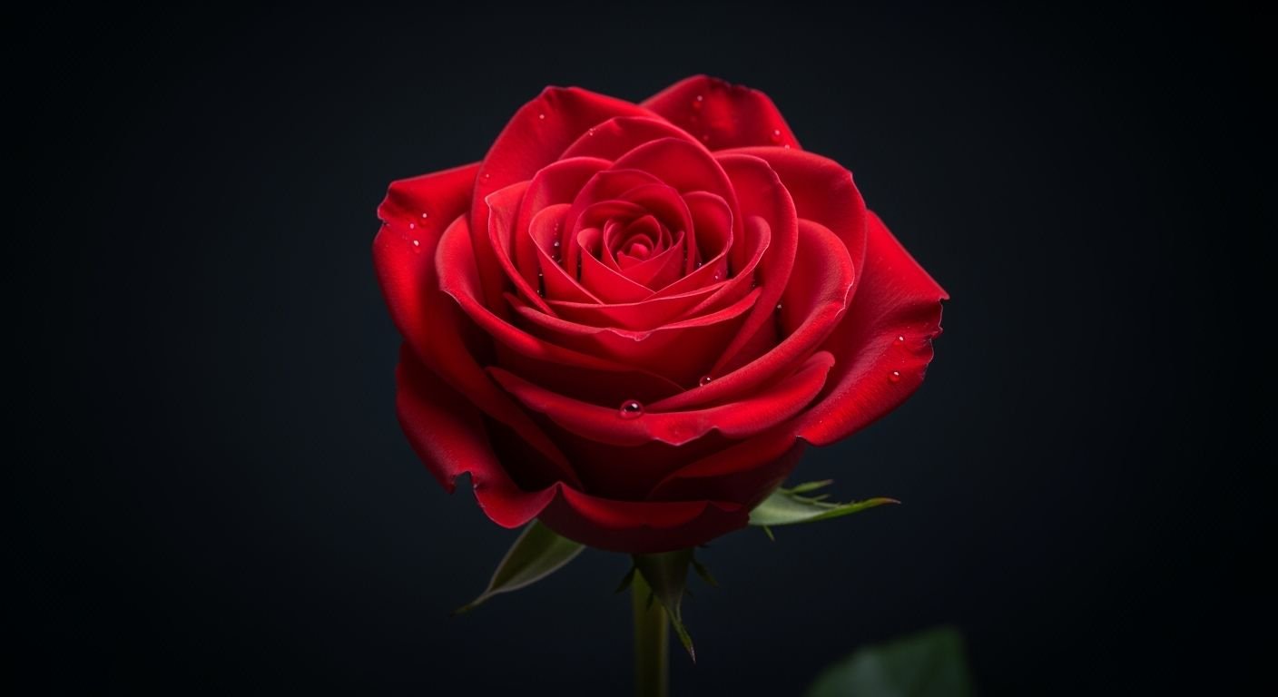 Red rose black background image 2
