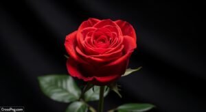Red rose black background image